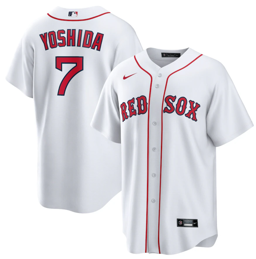 Men's Boston Red Sox #7 Masataka Yoshida White Cool Base Stitched Jersey